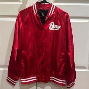 David Bowie x Forever 21 Rare Limited Edition Red Satin Bomber Jacket Medium Y2k